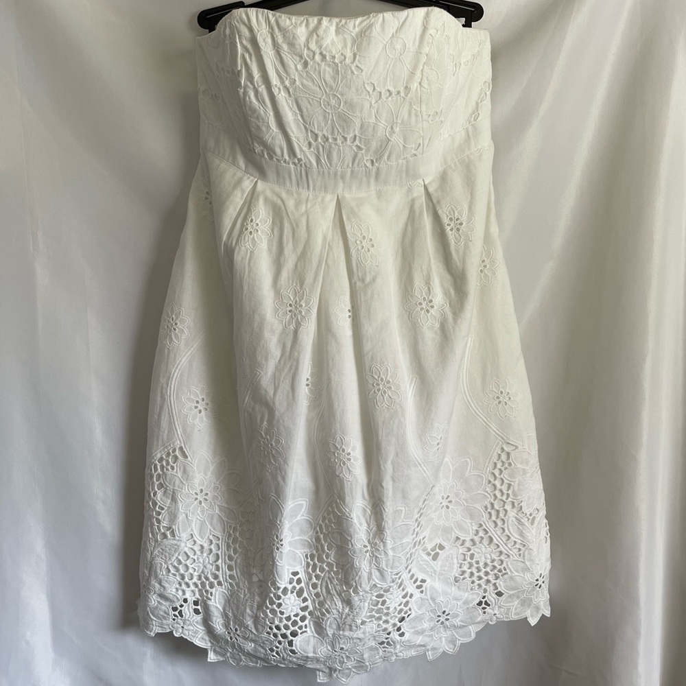 Lilly Pulitzer Womens Floral Eyelet Strapless Lace Dress 0 White